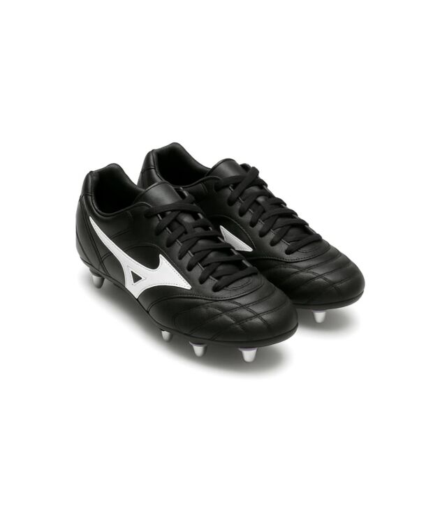 Classic black leather soccer cleats