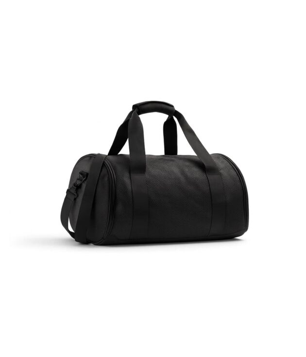 Compact black travel duffel