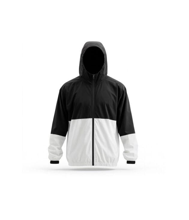 Two-tone hooded windbreaker